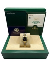 Rolex Datejust 69173 1991 Factory Black Diamond Dot Dial With Box And Papers.