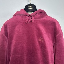 STUSSY - Fleece / Velour Hoodie/ Hooded Sweatshirt . Maroon/ Berry - LARGE