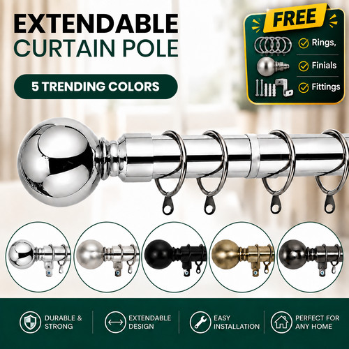 Extendable curtain pole 28mm - curtain,