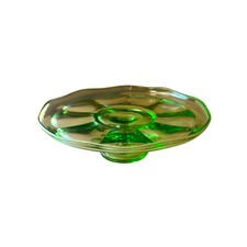 Vintage Green Glass Footed