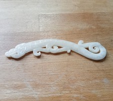 Chinese Warring States / Han Dynasty Carved White Jade Dragon 