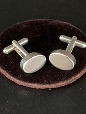 CLASSIC DEEP OVAL SILVER TONE BULLET BACK CUFFLINKS