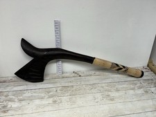 Vintage Fijian Cali War Club Hand Carved Wood Fiji Weapon Sali Battle Axe 12"