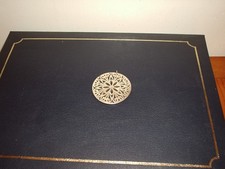 SILVER COLOURED ROUND PENDANT OPEN FILIGREE DESIGN 40MM DIAMETER