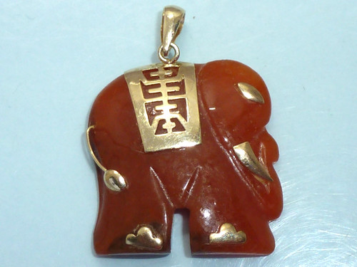 14kt yellow gold red jade - gold,