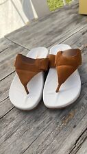 LADIES TAN TRIM WITH WHITE SOLE SANDALS SIZE 7