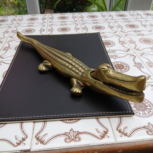 Vintage solid brass crocodile - vintage,