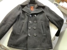 Schott Stylish NYC Quilted, Black Wool Pea Coat Size L Excellent Condition 