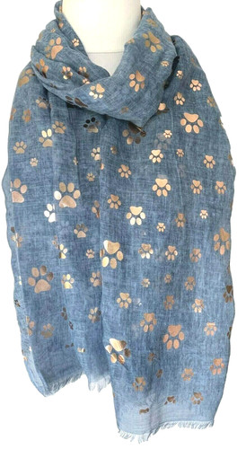 Blue scarf paw print - print, dog