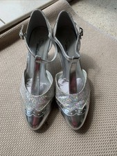 Ballroom Latin Dance Shoes, Size 5 1/2wide, Silver/sparkly