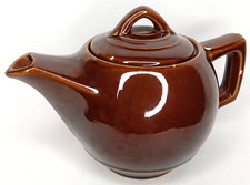 Wartime Teapot Banded Brown Modern McCoy Pottery Made In USA 1940s