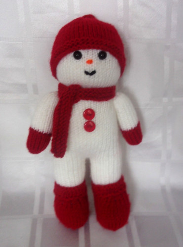 Hand knit snowman soft toy - snowman,