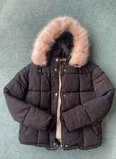 Nearly new TOP SHOP faux fur lined black womens padded puffer jacket coat size 8