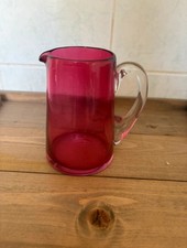 Antique cranberry glass jug with polished pontil 5”