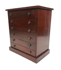 Antique Wooden Pine Tabletop Collectors Cabinet Storage Chest of Drawers c.1890