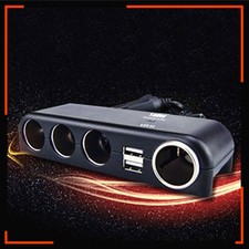 12V 4Way Multi Car Cigarette Lighter Socket Splitter 2xUSB Charger Power Adapter