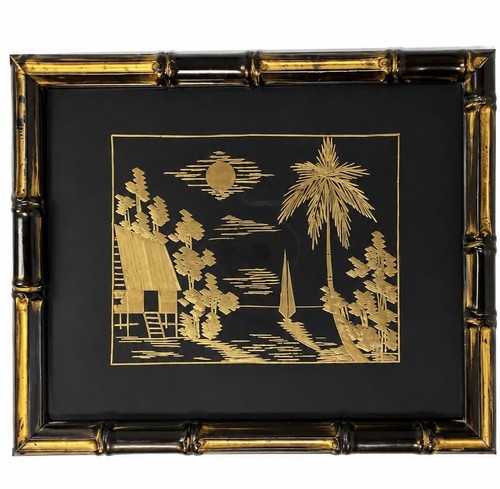 Vintage asian straw marquetry - vintage,