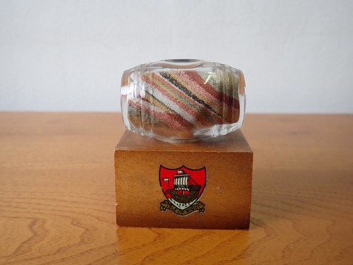Glass beer barrel filled - , with