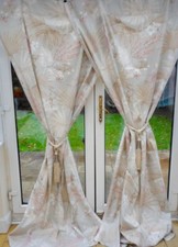 LOVELY NEXT BEIGE FLORAL COTTON CURTAINS WITH BUTTERFLIES/ MONKEYS