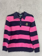 Lauren Ralph Lauren Jumper Womens Navy Blue Pink Polo Shirt Striped Sweater