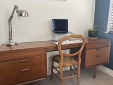 Mid Century Desk 6 Drawers In