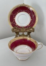 Jackson & Gosling Grosvenor Red and Gold Teacup and Saucer - Vintage 1920s