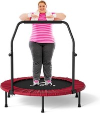 40''/48'' Foldable Fitness Trampoline AUCTION Max 400lbs 450lbs Rebounder Handle