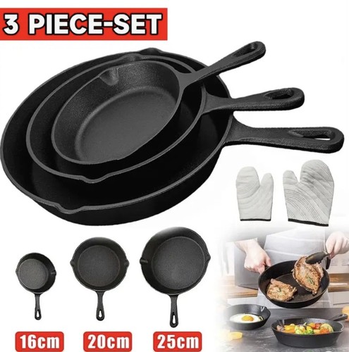 3pcs cast iron skillet - 3pcs,