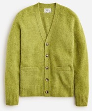 J. CREW Men's Brushed Wool V-Neck Cardigan Sweater Green Apple - NWT