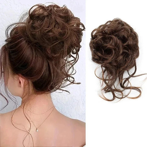 Curly real human messy bun - curly,