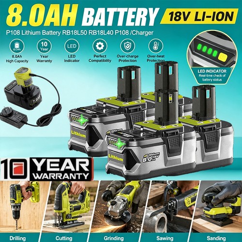 For ryobi 18v 0ah - 18v, 8.0ah