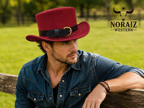 Handmade leather top hat - leather,