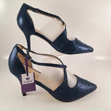 Lotus Stiletto Shoes, Blue, Diamantes, Strappy, Evening, Size UK7 EU40, New