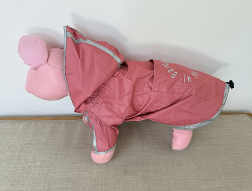 Pink hooded reflective dog - hooded,