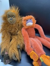 2 X Hanging Monkeys 16" with Riptape Hands Soft Toy Plush Comforters