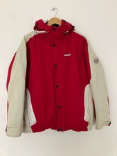 Degre 7 Ski Jacket Vintage S2000 Breathable Size XL Hooded Red & Beige