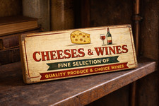 Vintage style sign Cheese wine