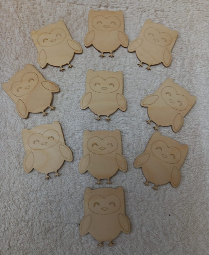 Wooden owls craft shapes - x,