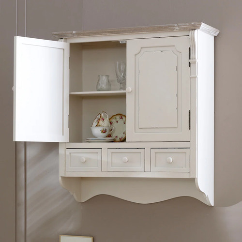 Cream wall mounted cupboard - mounted,