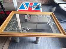 Gold Framed Mirror with Flower Pattern Large Wall Mirror