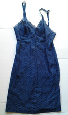 VINTAGE 1960s ST MICHAEL PETTICOAT NAVY NIGHTGOWN *GC* RETRO MARKS AND SPENCER