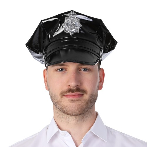 Leather police hat - leather, fancy