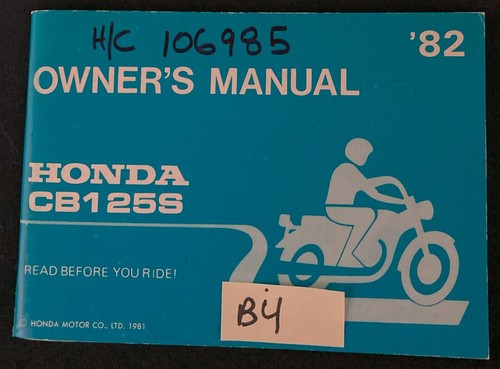 Oem honda 1982 cb125s owner - honda,