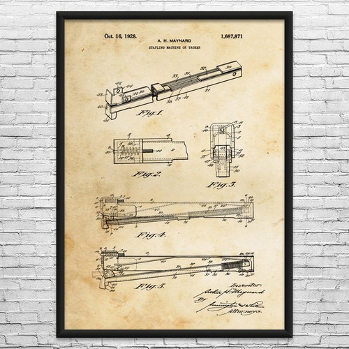 Hammer tacker patent wall - hammer, art