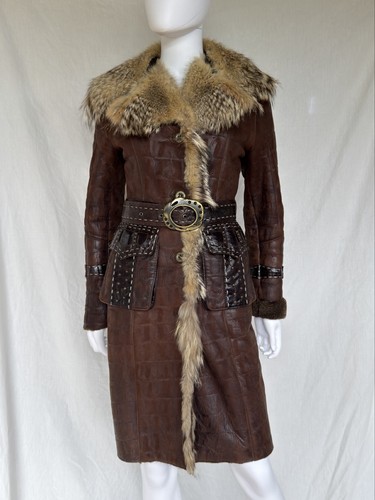 Vintage brown sheepskin coat - sheepskin,