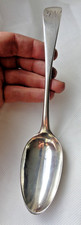 18TH CENTURY 1779 ENGLISH PROVINCIAL SOLID SILVER TABLE SERVING SPOON NEWCASTLE