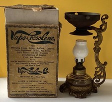 Nice Antique Vapo-Cresolene Kerosene Vaporizer Miniature Lamp W/ Original Box US