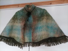 Vintage Mohair Cape Green Blue Brown