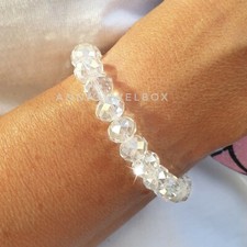 Top Quality Crystal Glass Beads White Frosted Stretch Bracelets Natural Energy