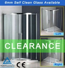 Offset WalkIn Quadrant Shower Enclosure Corner Cubicle Glass Door+Tray+Riser Kit